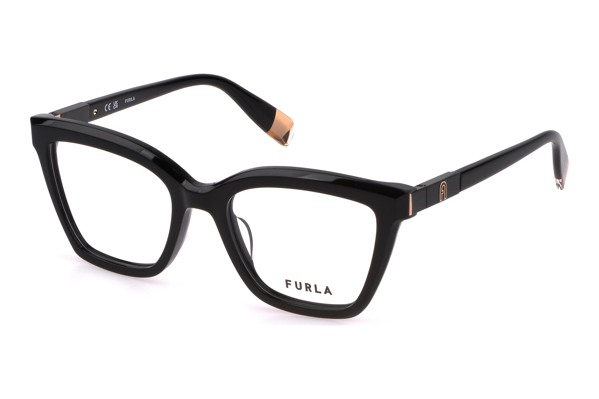 Furla VFU721 700Y shiny black eyeglasses 52mm front view