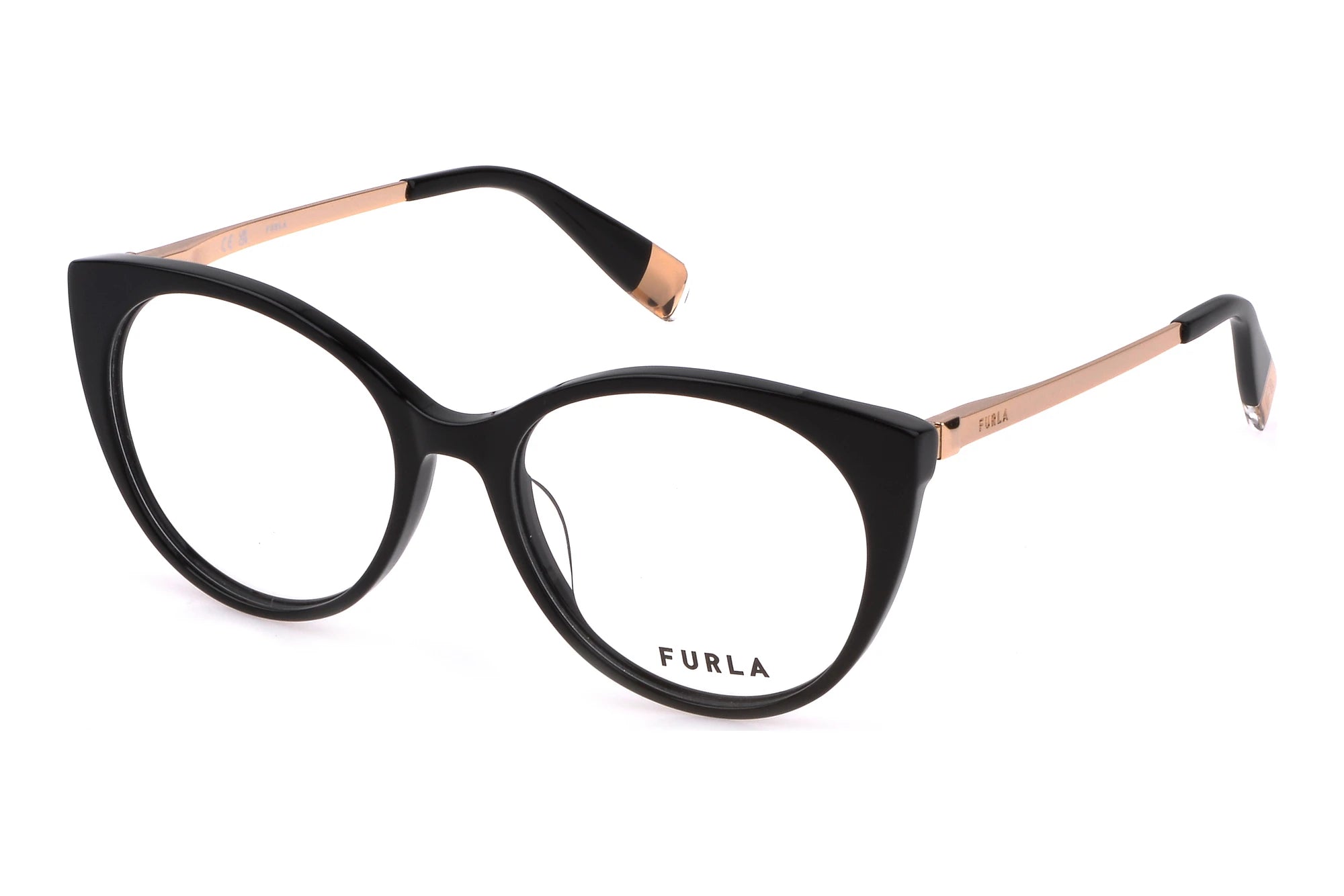Furla VFU722 0700 shiny black eyeglasses 53mm front view