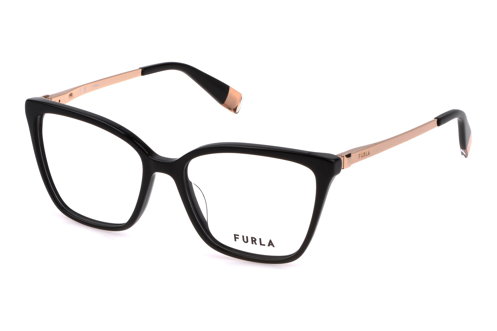 Furla VFU723 0700 shiny black eyeglasses 55mm front view