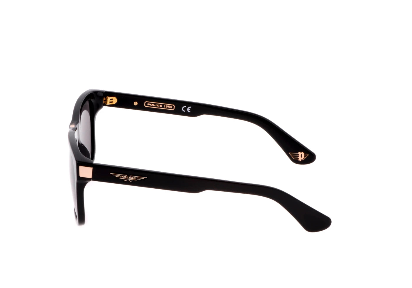 Police Origins Bullet 1 SPLE37 700P shiny black polarized sunglasses 56mm angled view