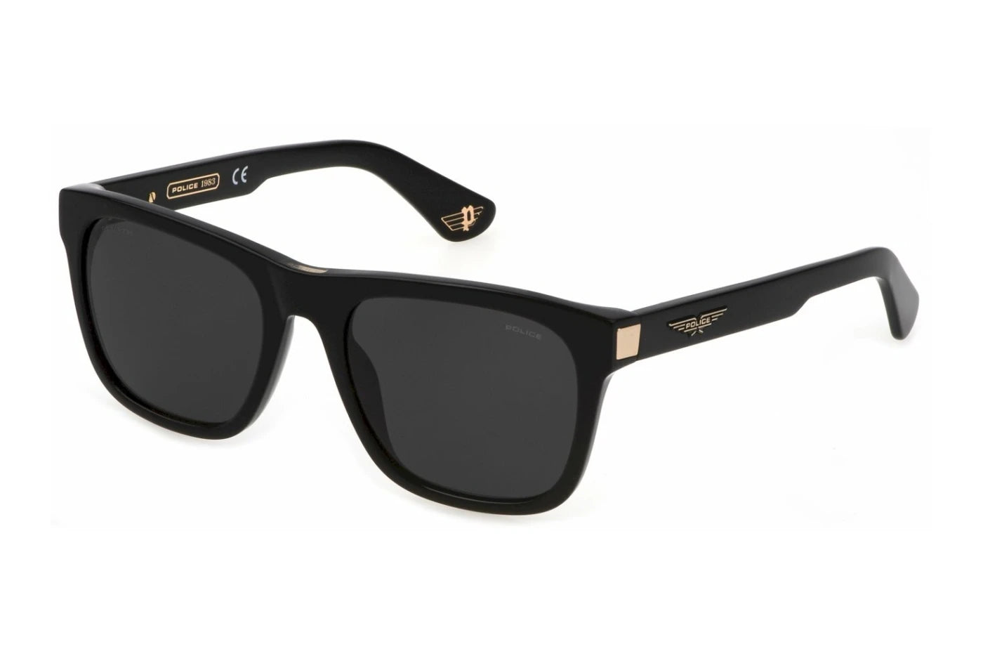 Police Origins Bullet 1 SPLE37 700P shiny black polarized sunglasses 56mm front view