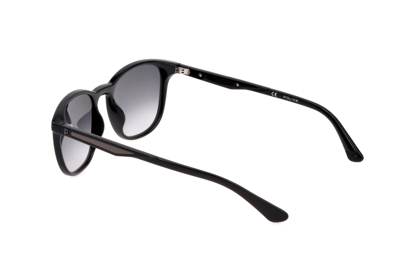 Police SPLF18 0Z42 shiny black sunglasses 53mm angled view