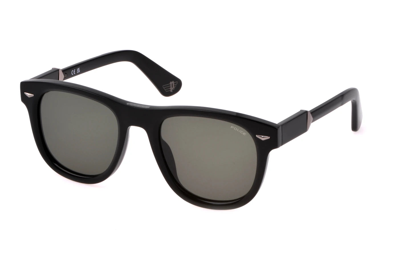 Police Monument 5 SPLL87 0700 shiny black sunglasses 52mm front view