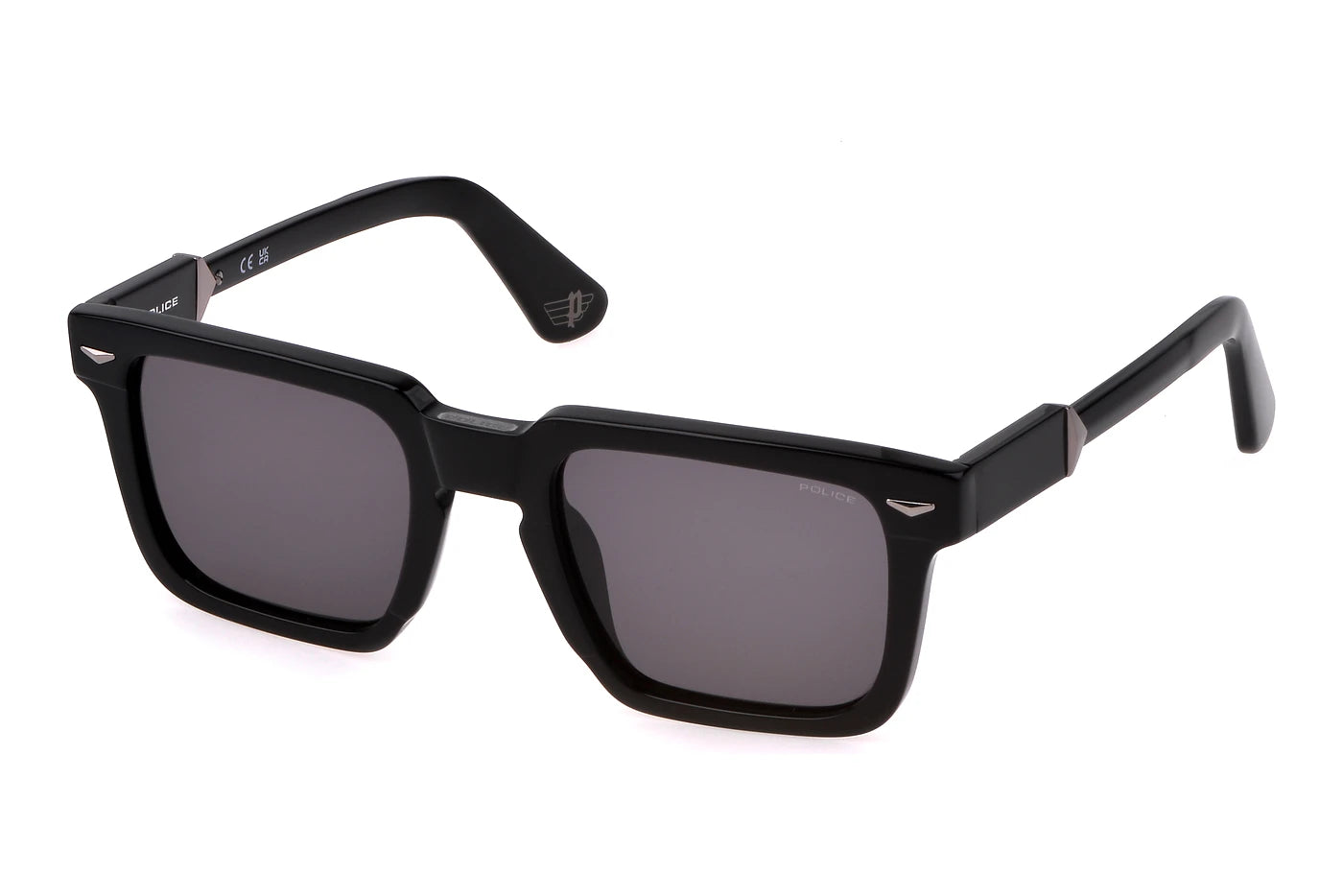 Police SPLL88 0700 shiny black sunglasses 52mm front view