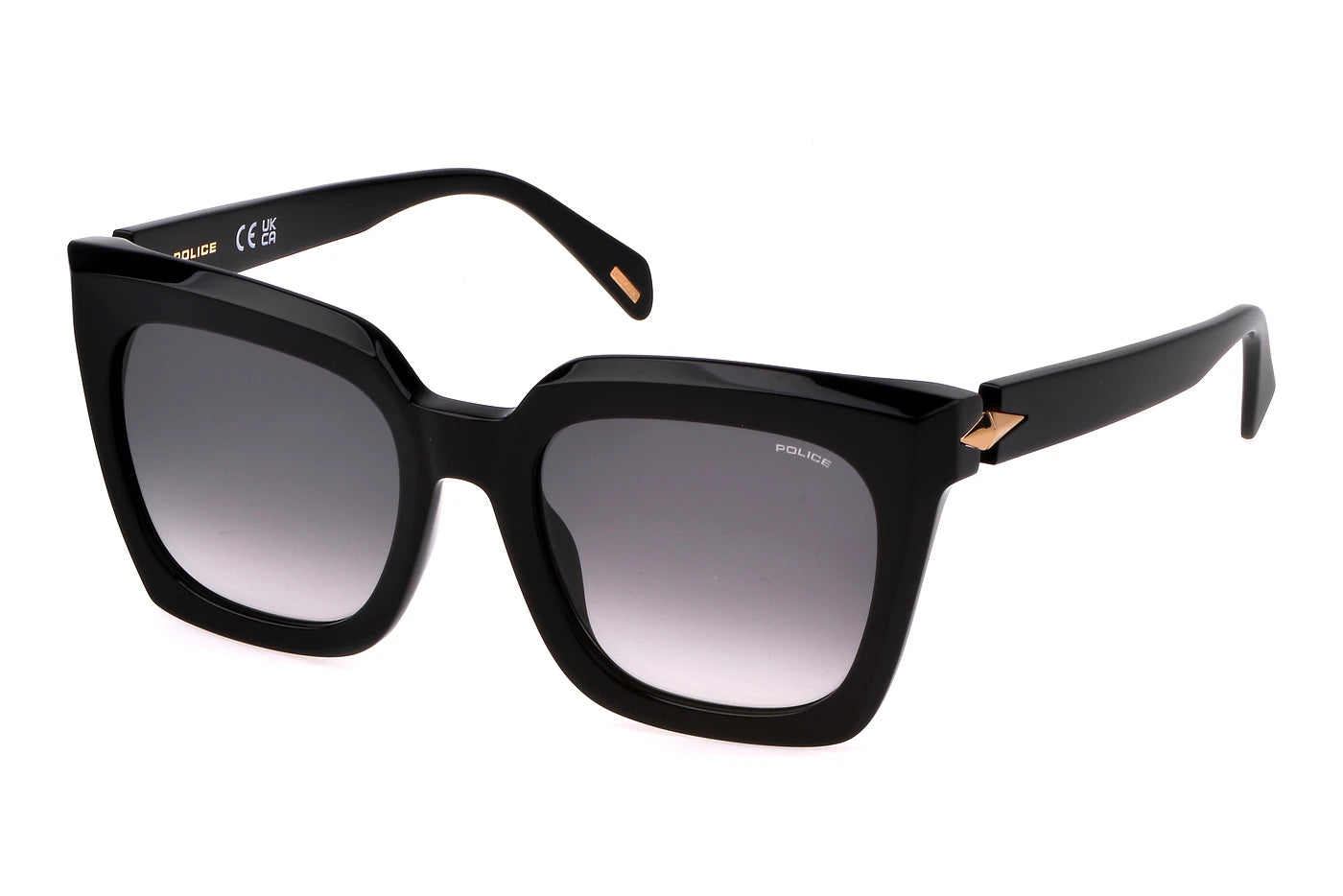 Police SPLL99 0700 shiny black sunglasses 53mm front view