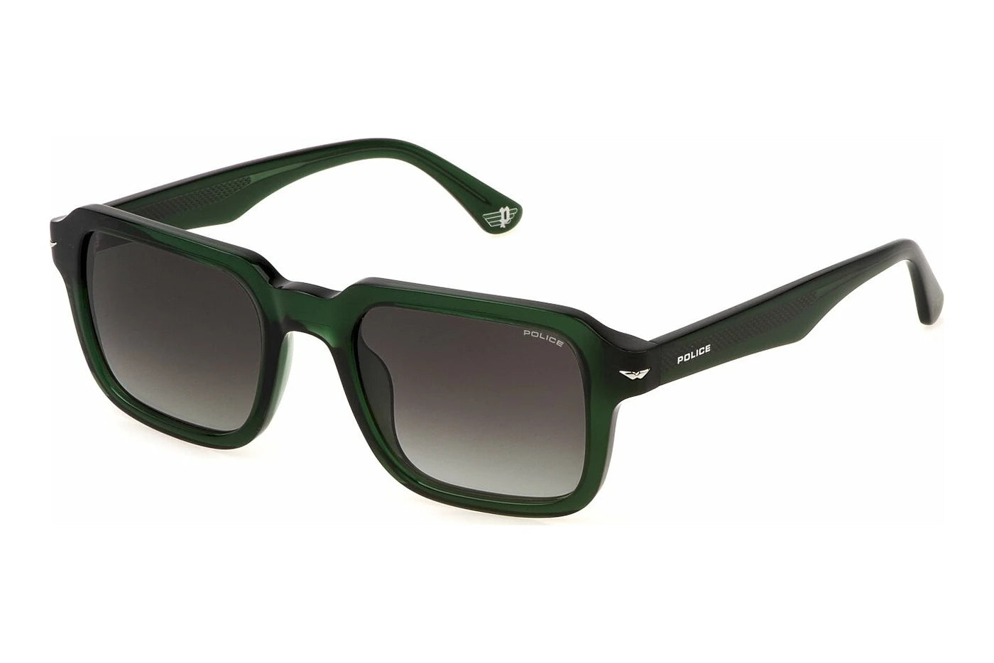 Police Champ 10 SPLN36 0G61 transparent green sunglasses 52mm front view