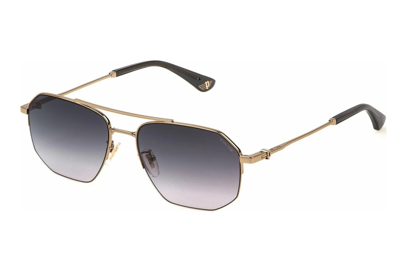 Police SPLN39 08FF shiny gold sunglasses 57mm front view
