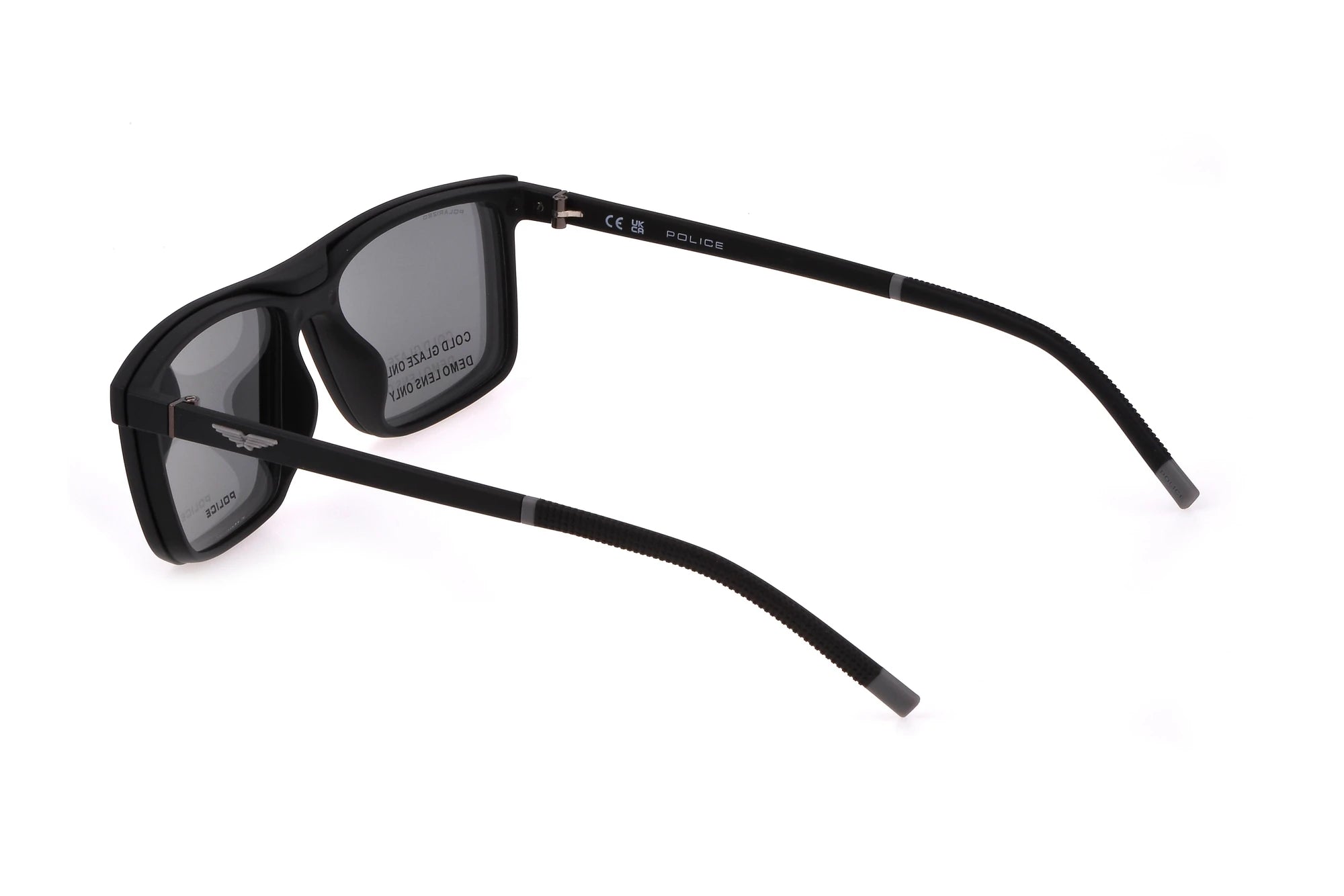 Police Solstice Lite 1 UPLL74 U28P matte black clip-on eyeglasses 54mm angled view