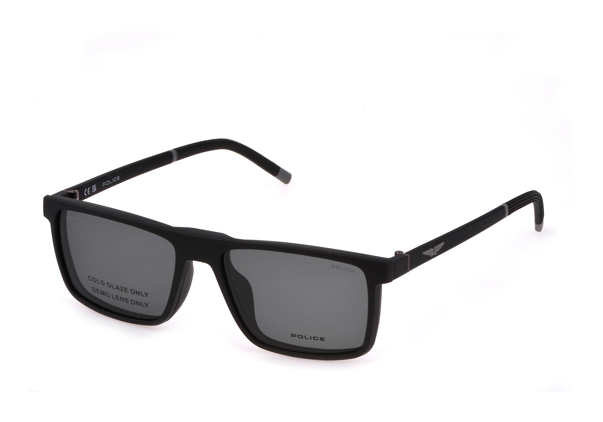 Police Solstice Lite 1 UPLL74 U28P matte black clip-on eyeglasses 54mm front view