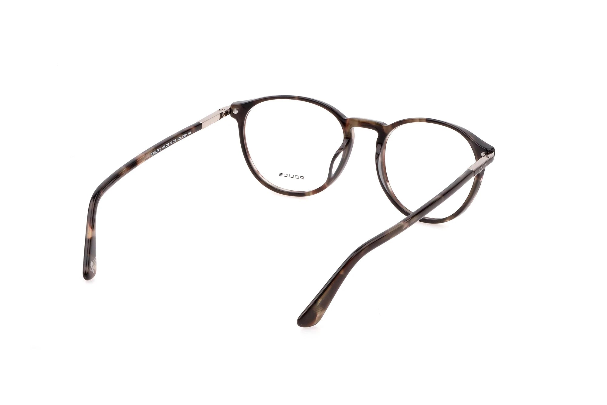 Police VPLD12 03BP matte blue havana eyeglasses side view