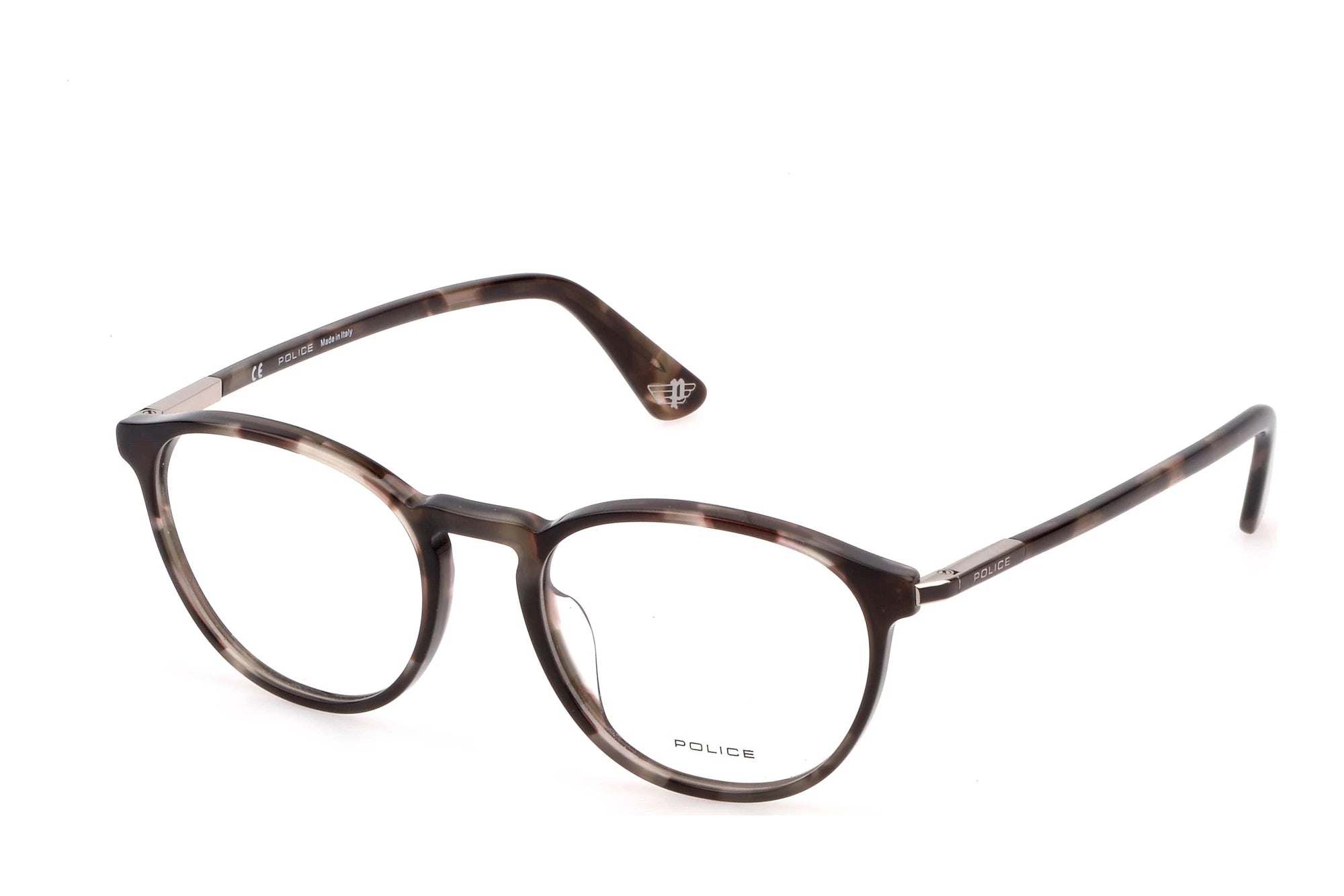 Police VPLD12 03BP matte blue havana eyeglasses front view