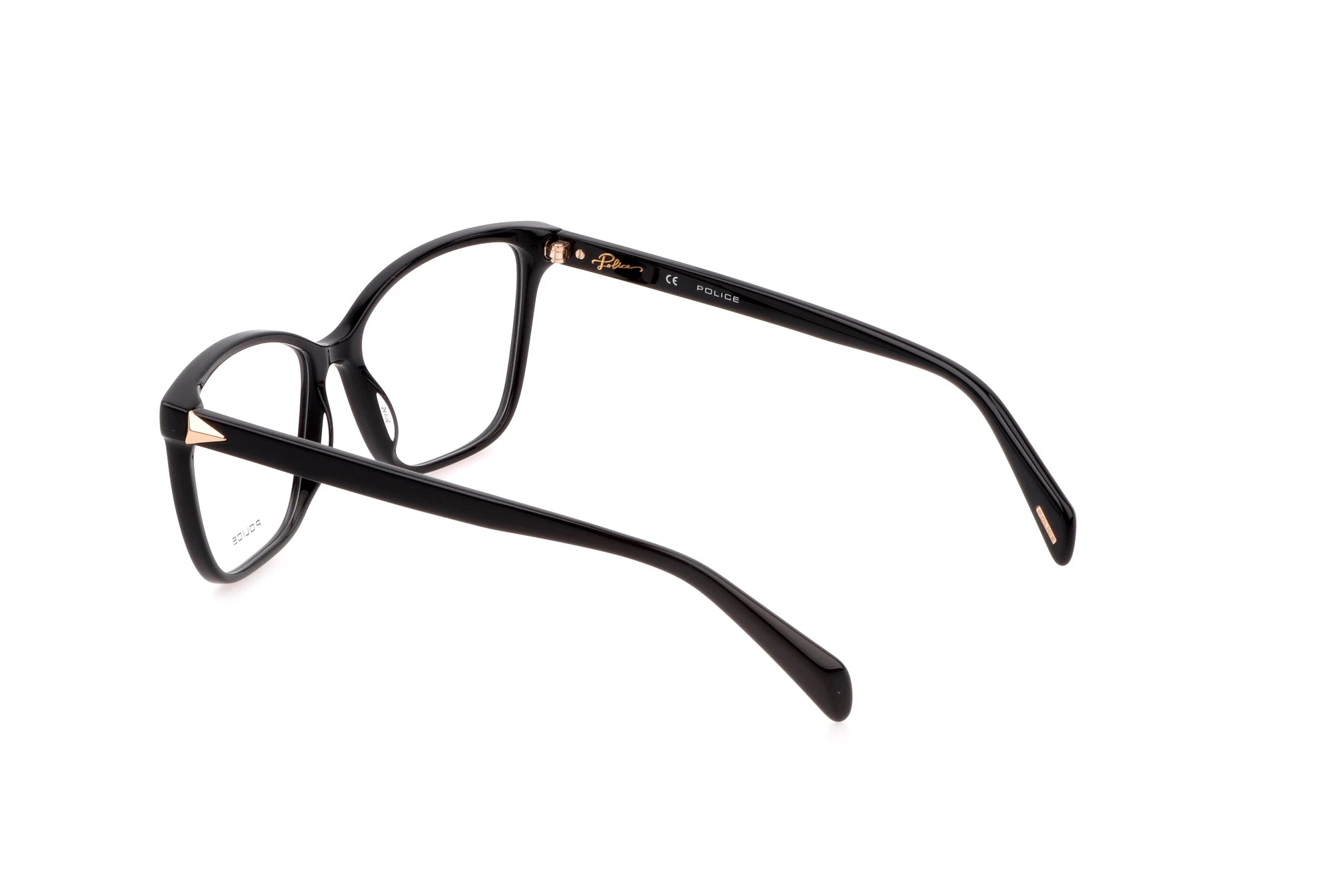 Police VPLD89 0700 shiny black eyeglasses 54mm angled view