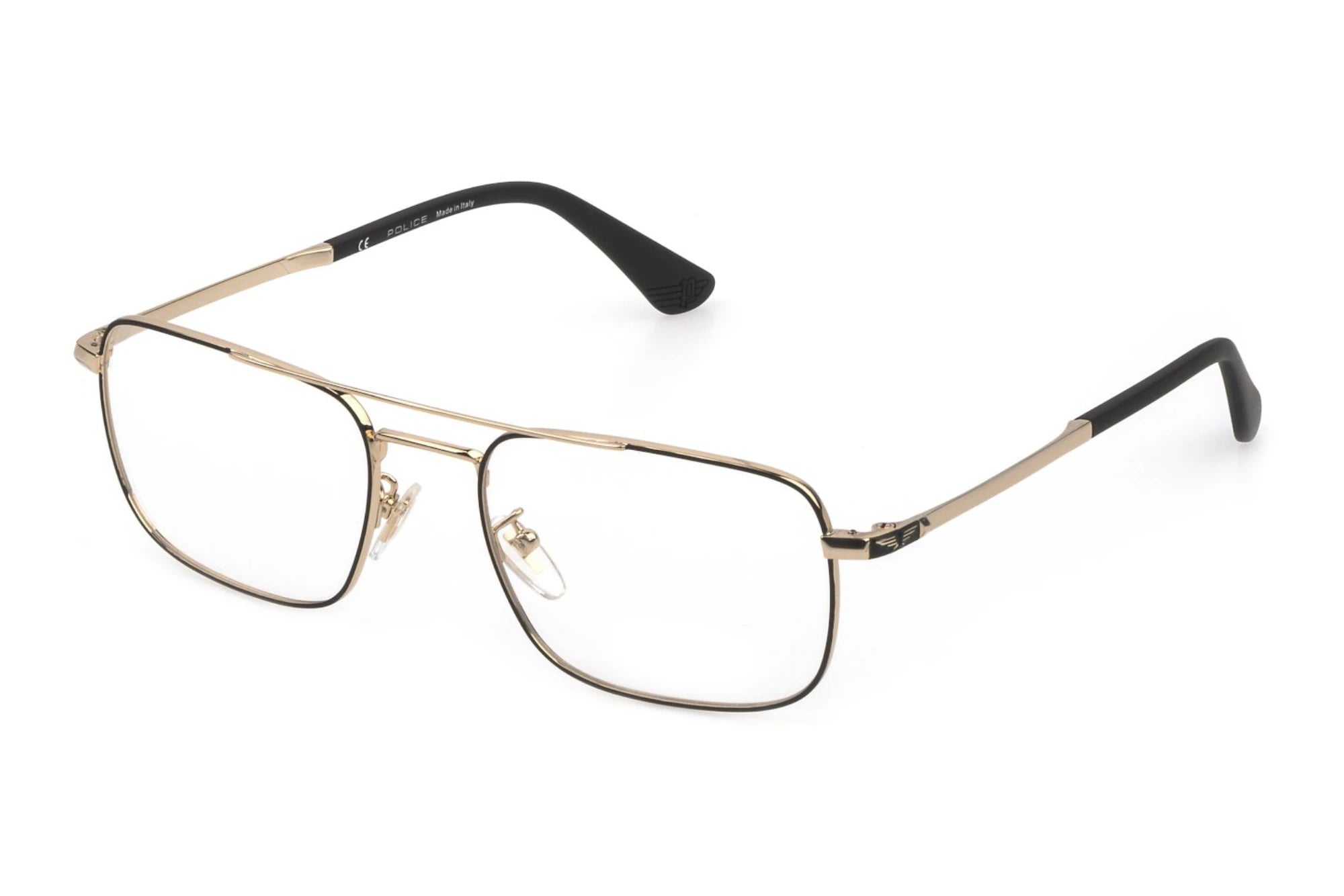 Police VPLD95 302Y rose gold and black eyeglasses 55mm front view