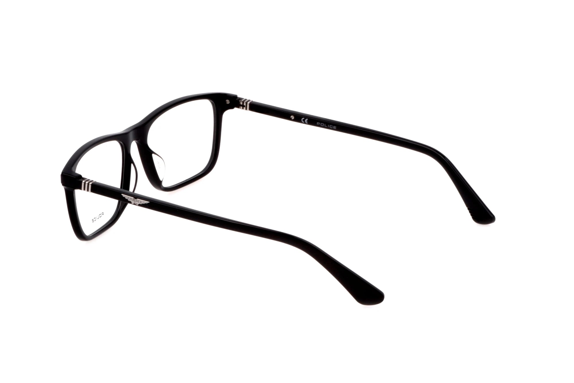Police VPLD97 0700 shiny black eyeglasses 54mm angled view