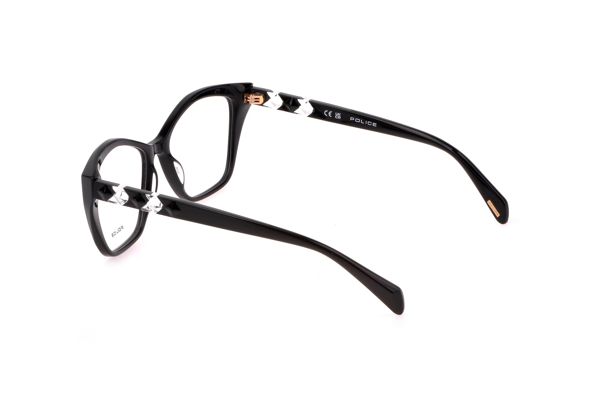 Police VPLL32 0700 shiny black eyeglasses 54mm angled view