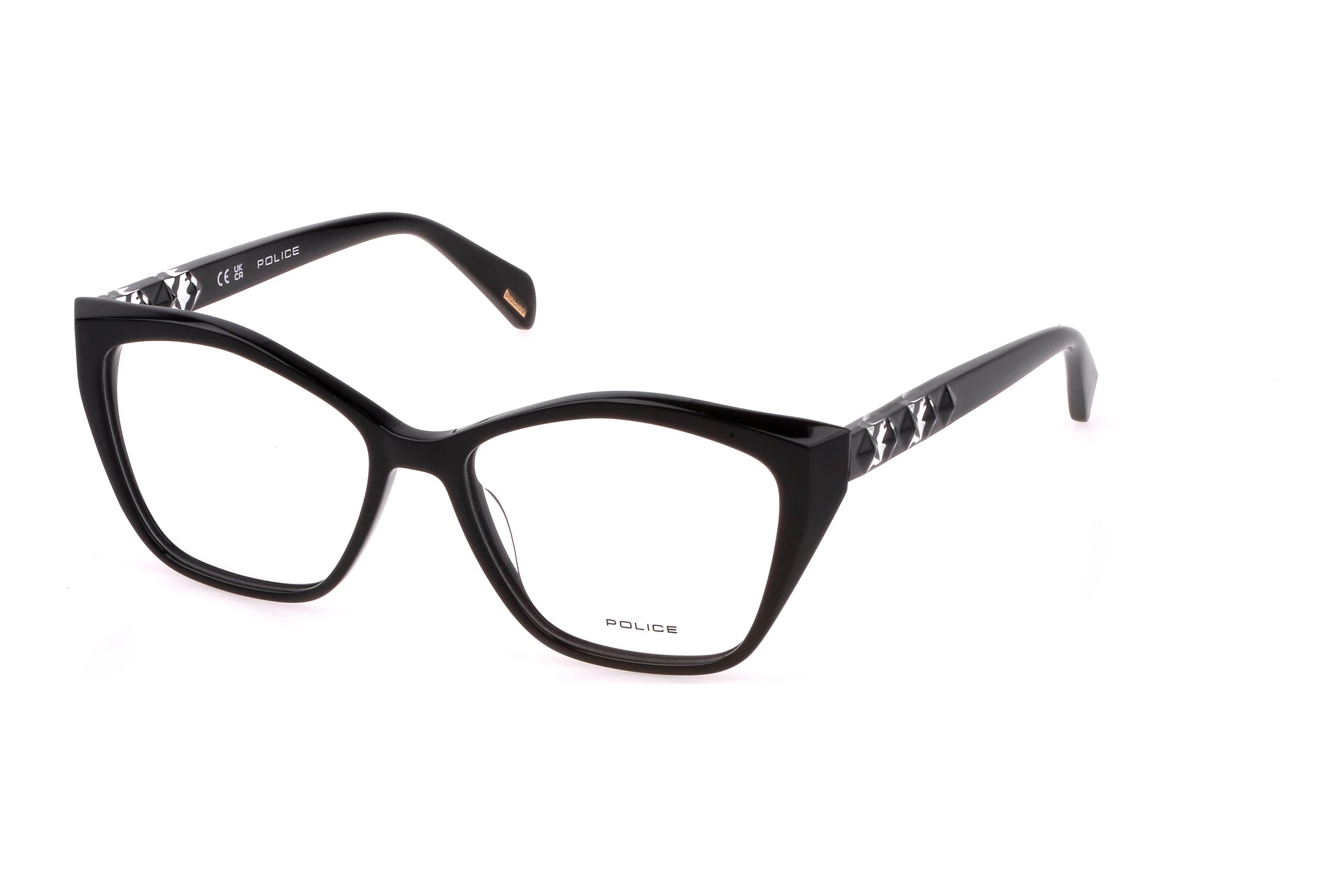 Police VPLL32 0700 shiny black eyeglasses 54mm front view