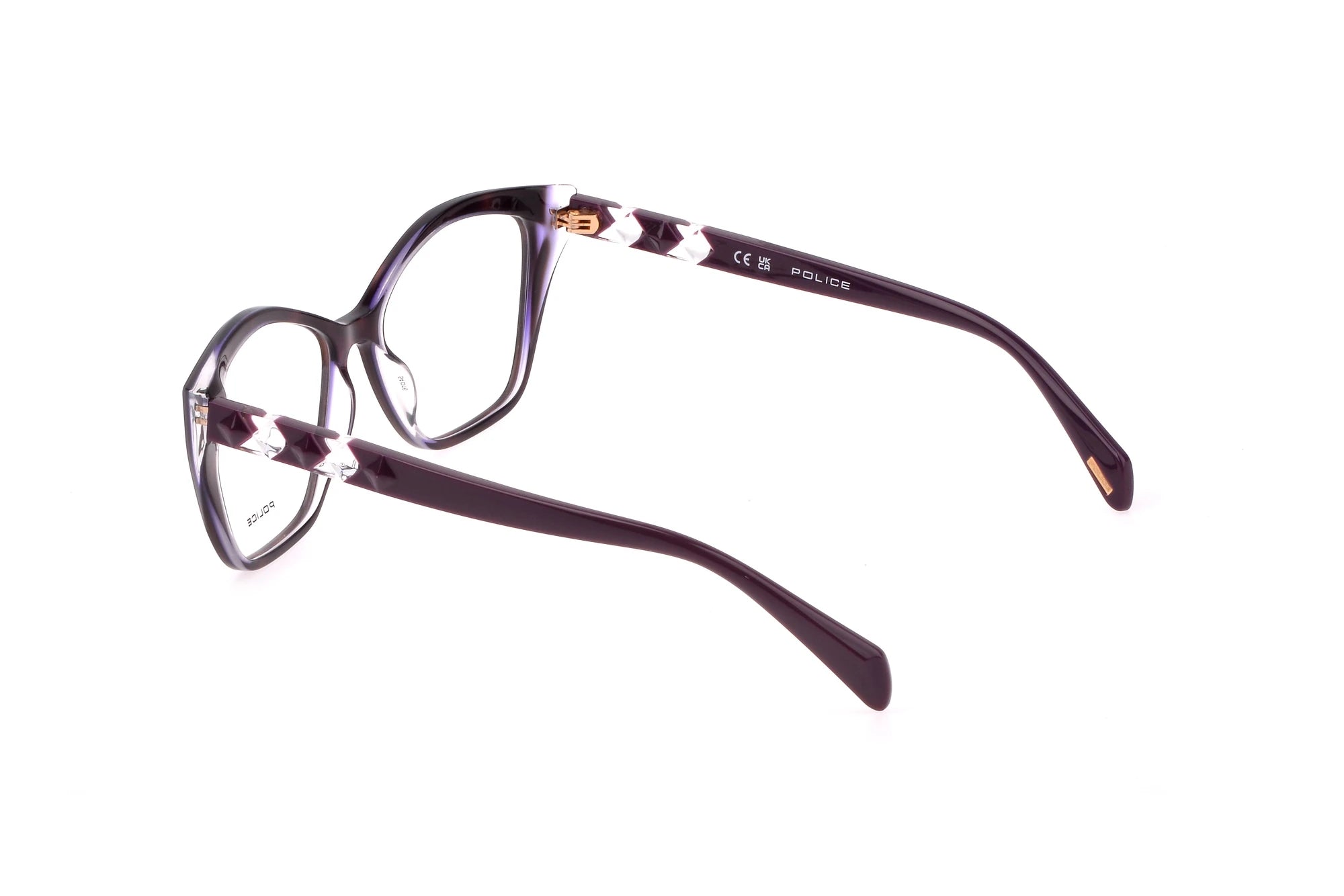 Police VPLL32 0993 green havana eyeglasses angled view