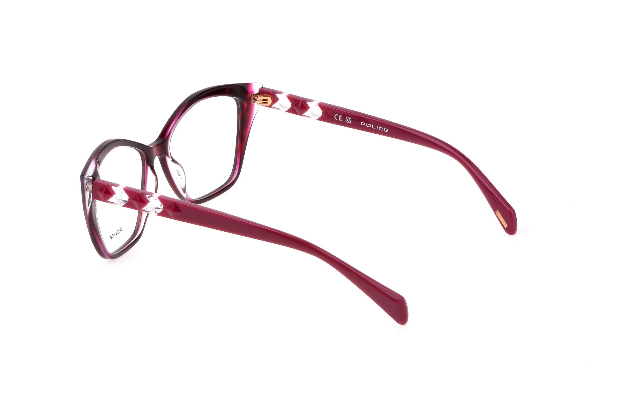 Police Hedron 4 VPLL32 0AHL purple havana eyeglasses angled view