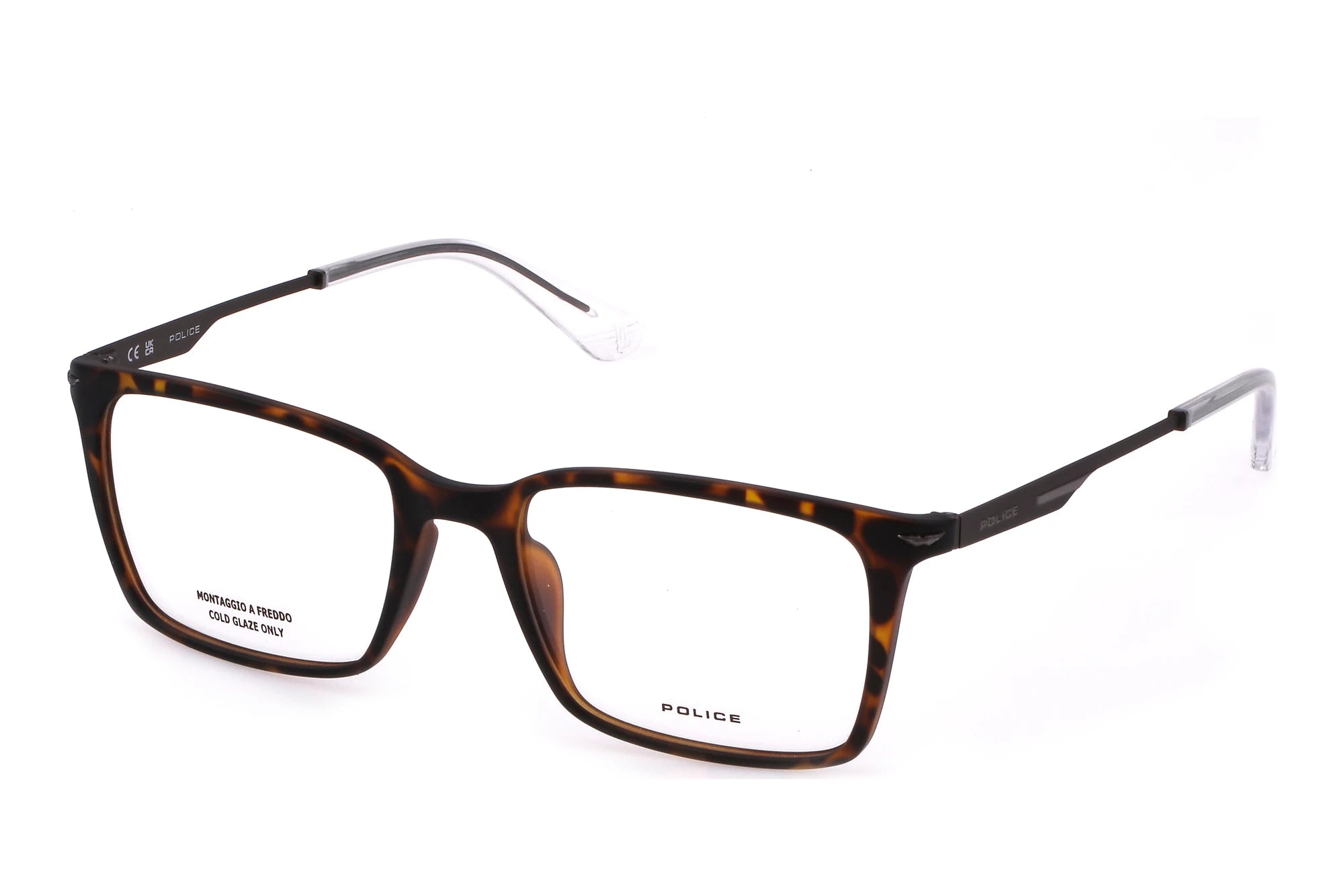 Police VPLL62 0978 dark havana eyeglasses front view