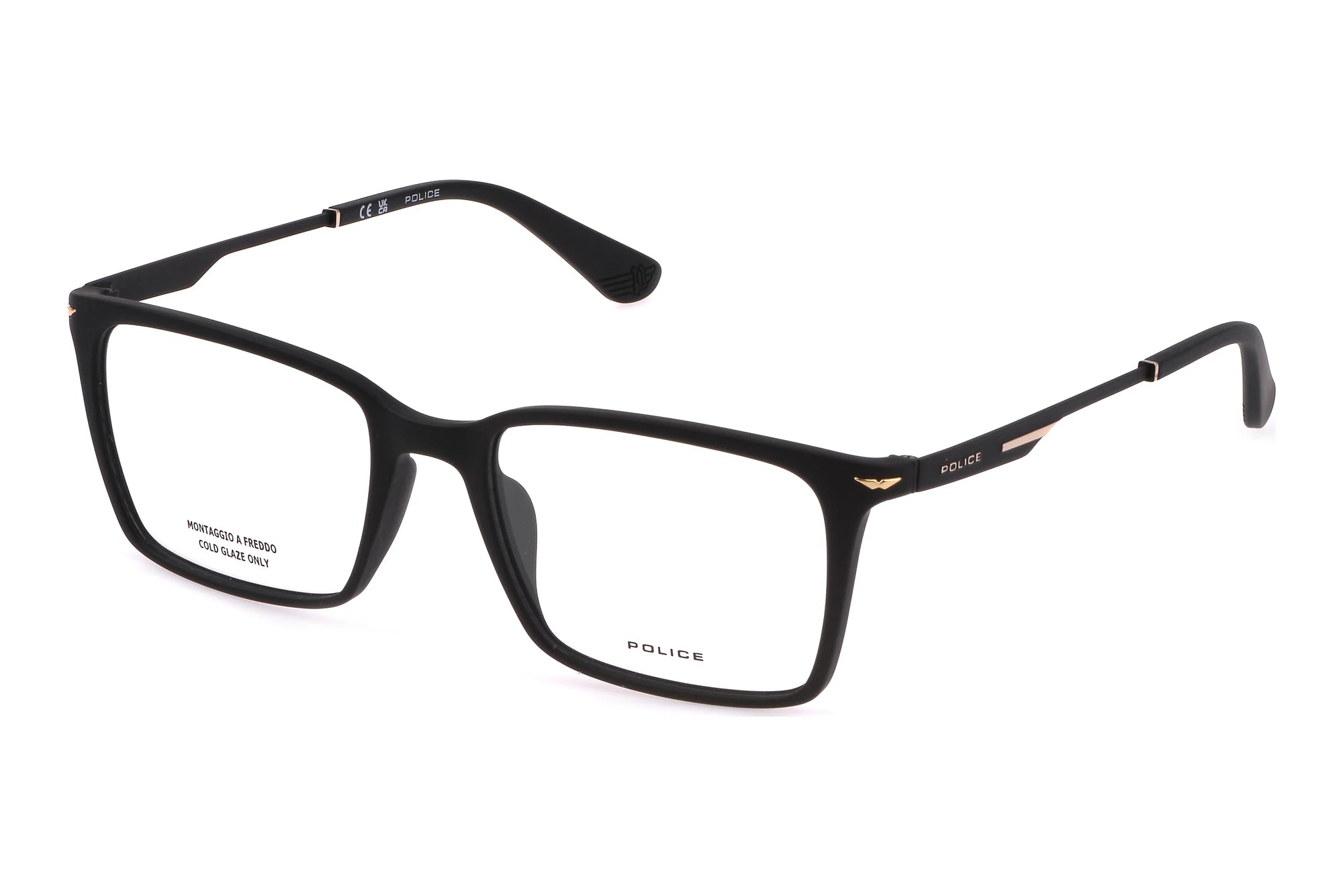 Police VPLL62 0U28 matte black eyeglasses front view