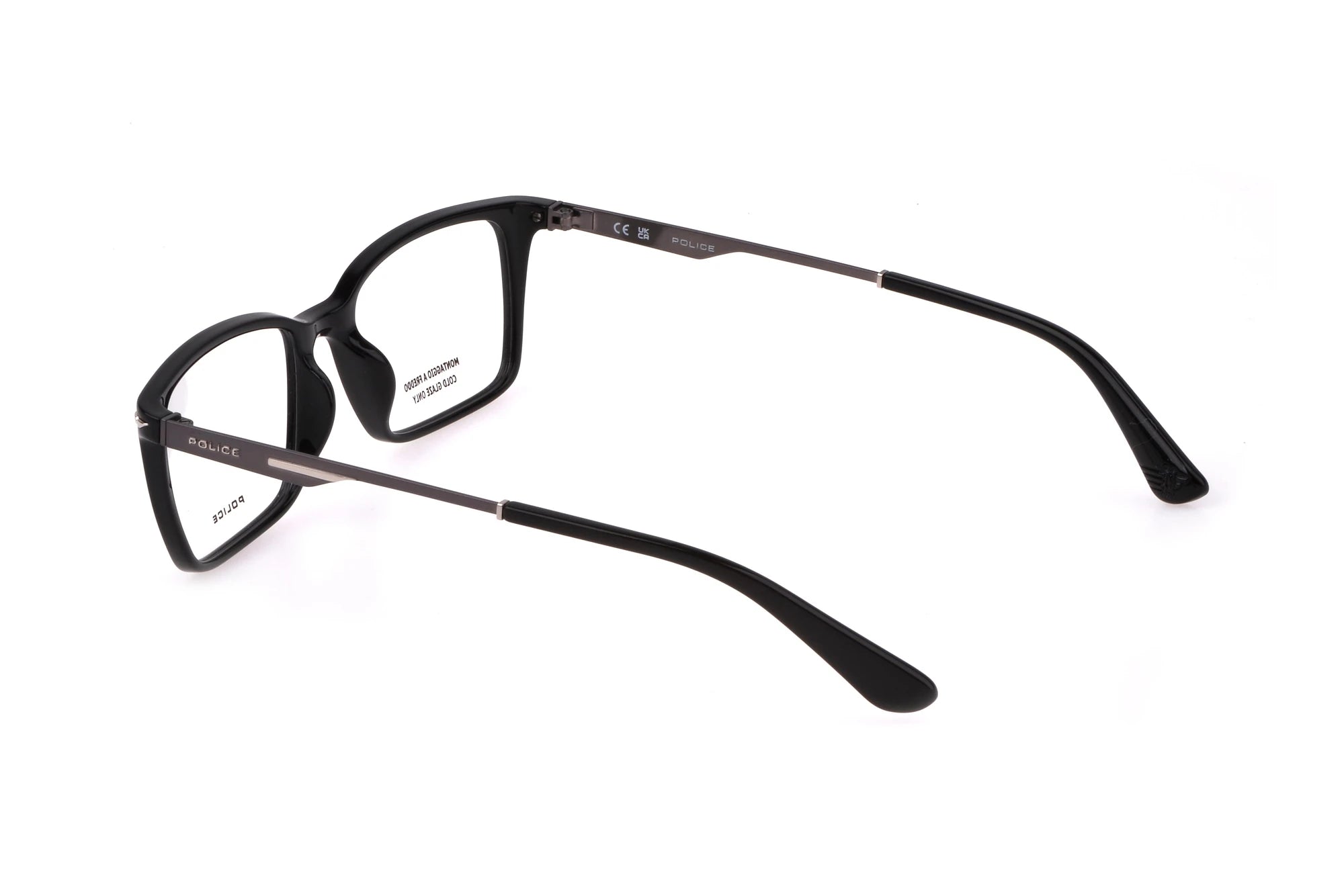 Police Champ Lite 3 VPLL62 0Z42 shiny black eyeglasses angled view