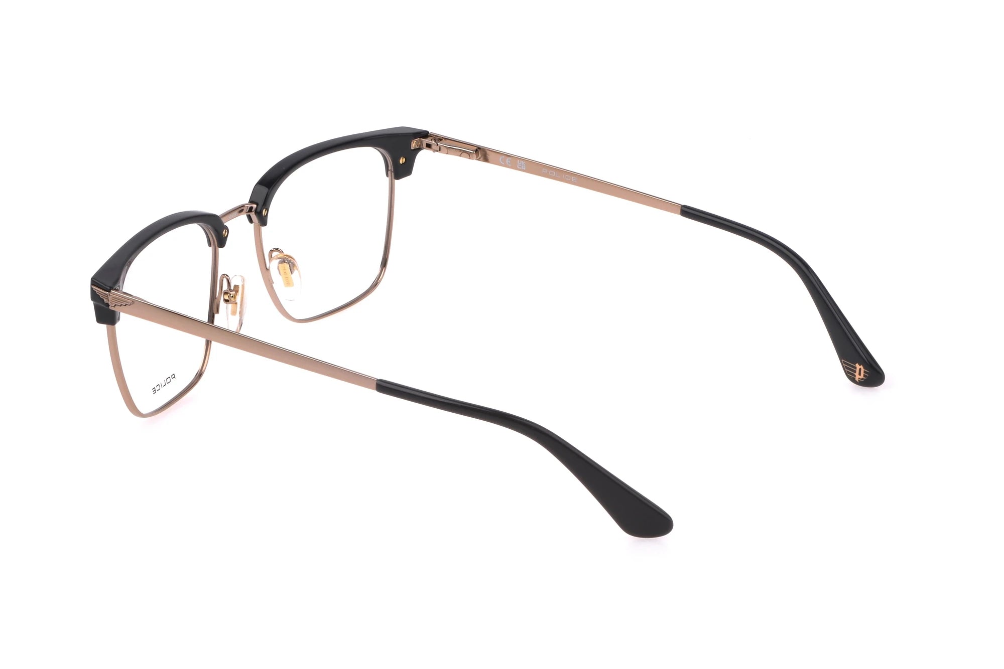 Police VPLL64 08FE camel and rose gold eyeglasses 51mm angled view