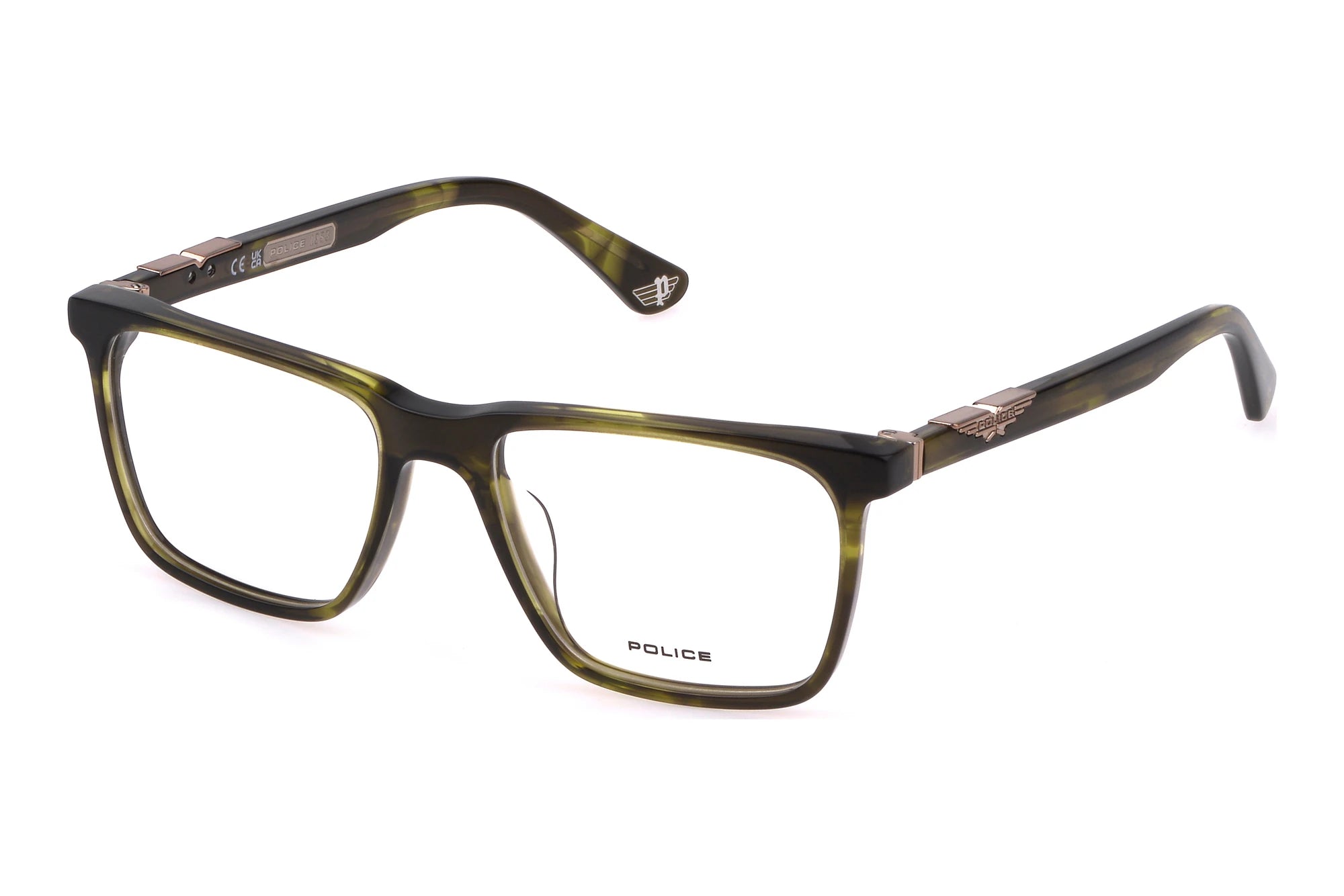 Police VPLL71 09W7 clear grey eyeglasses front view