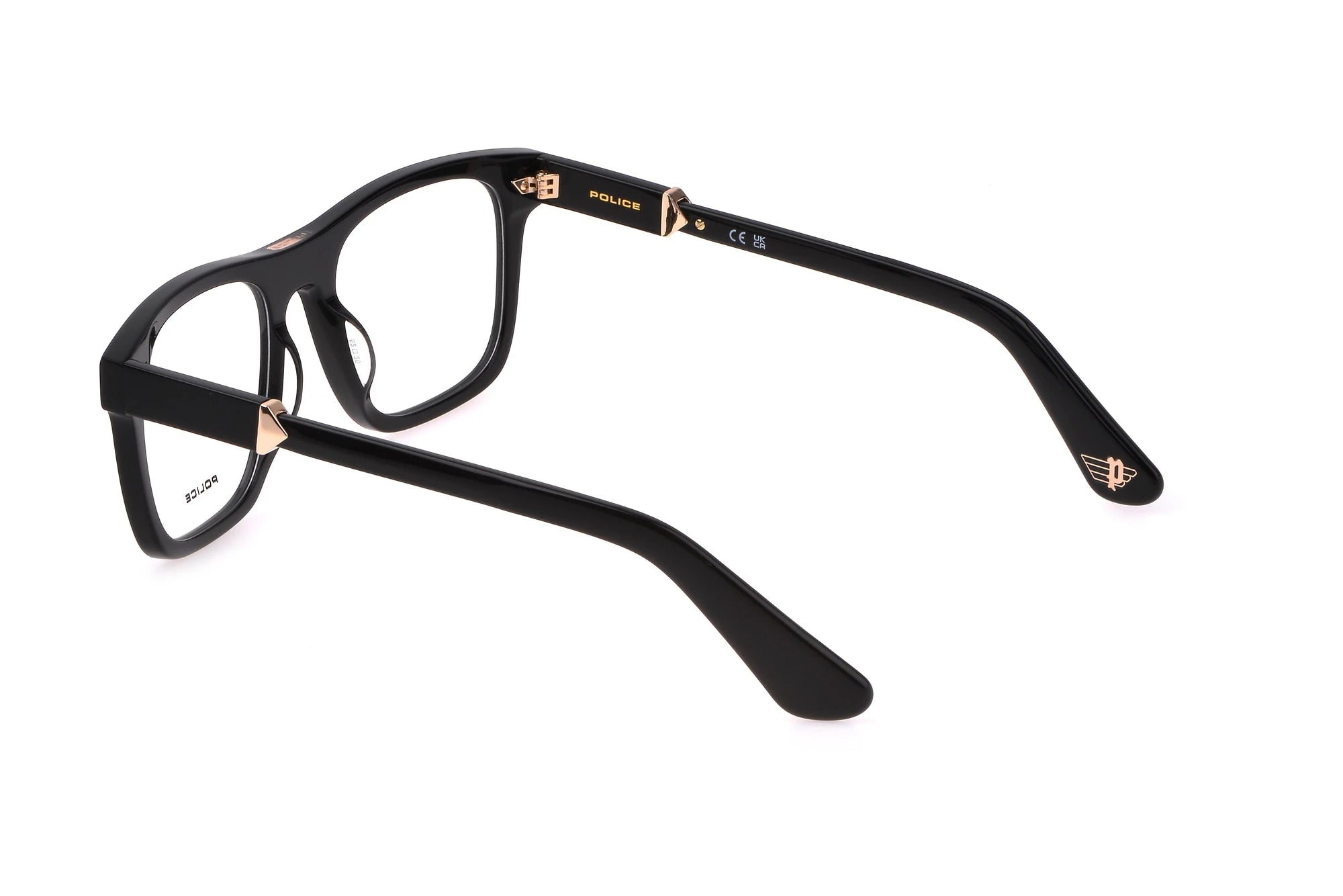 Police VPLL72 0700 shiny black eyeglasses 52mm angled view