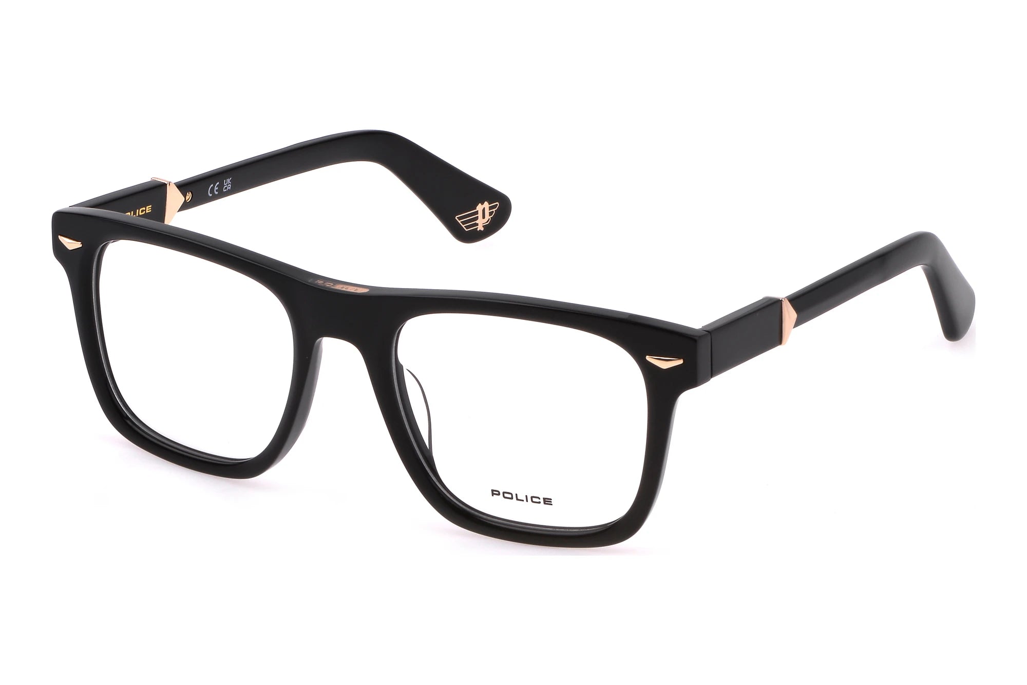 Police VPLL72 0700 shiny black eyeglasses 52mm front view