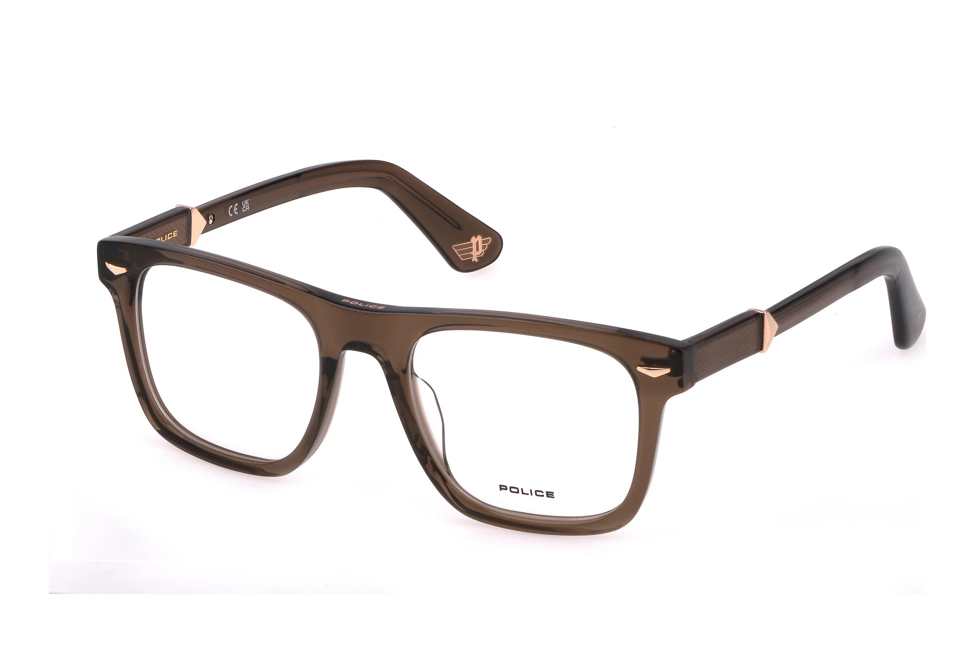 Police Monument 4 VPLL72 090Y olive brown eyeglasses front view