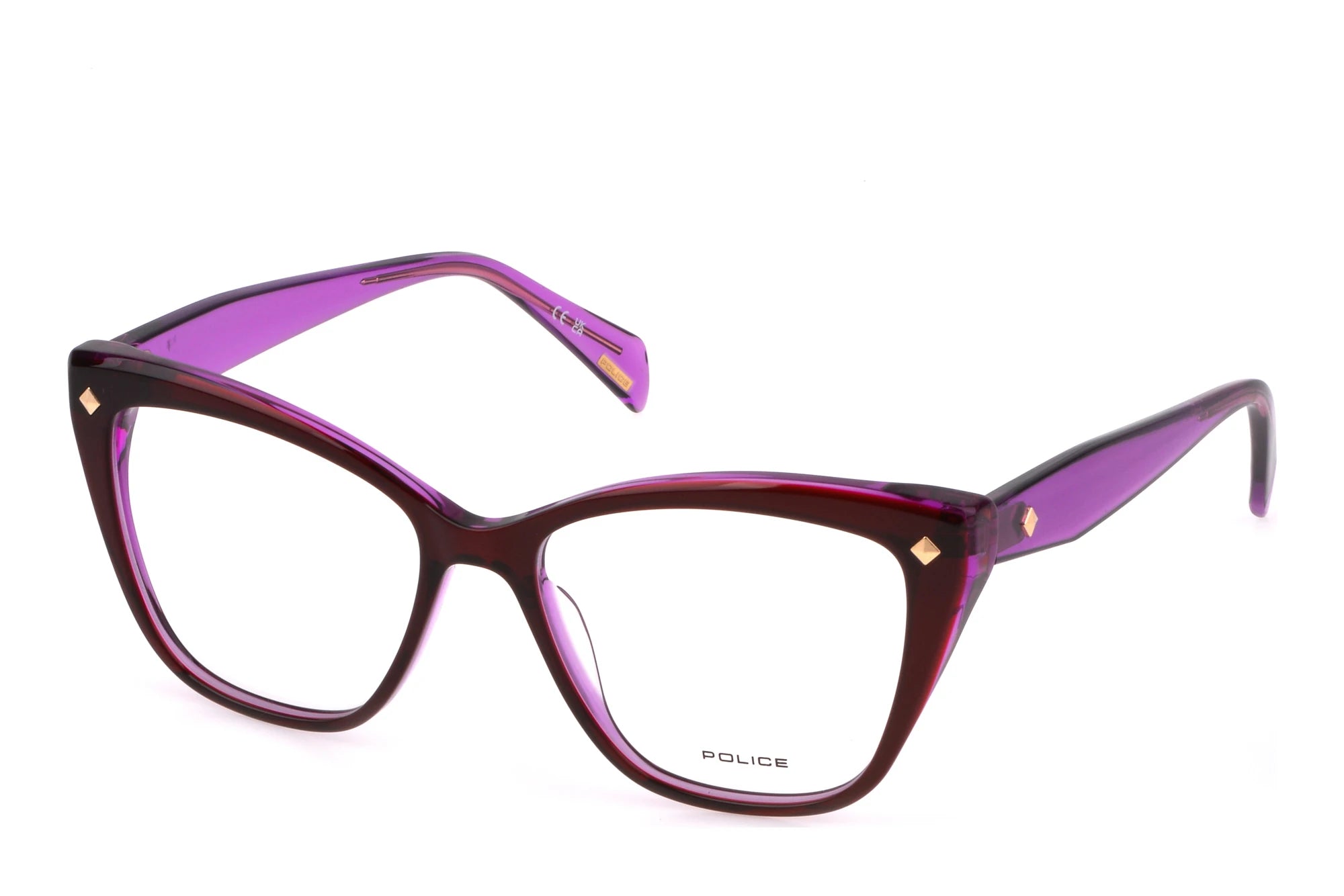 Police Clue 5 VPLM03 01CI burgundy eyeglasses front view