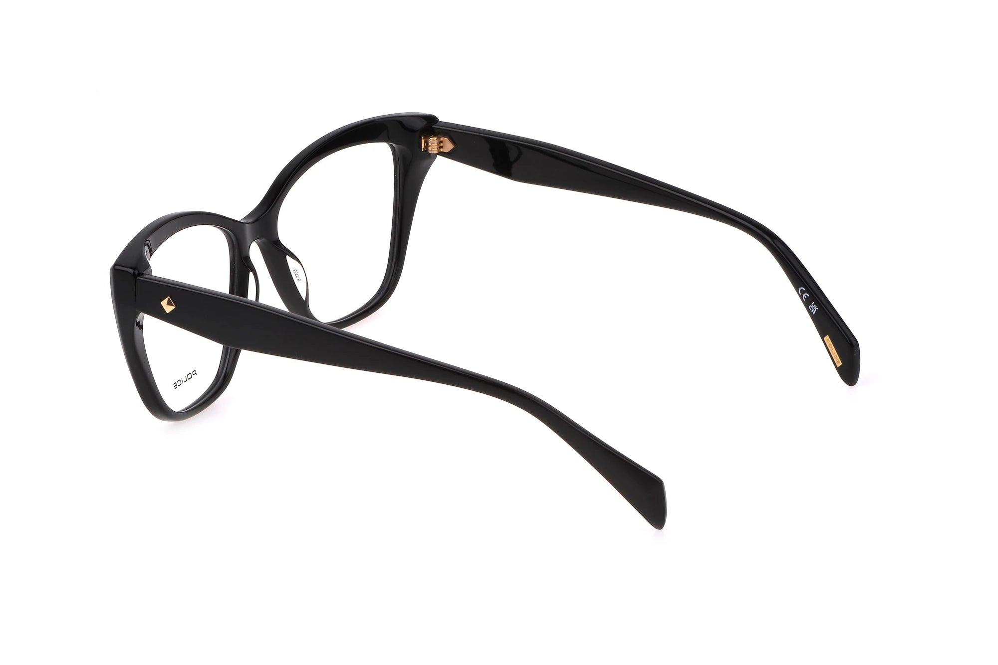 Police VPLM03 700Y shiny black eyeglasses 53mm angled view