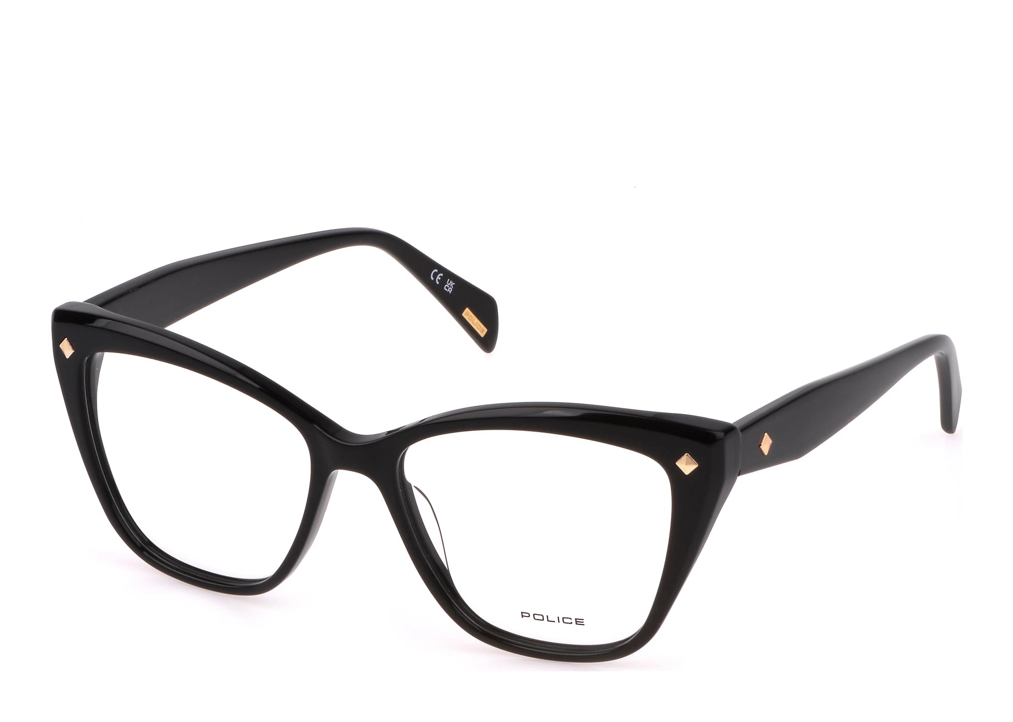 Police VPLM03 700Y shiny black eyeglasses 53mm front view