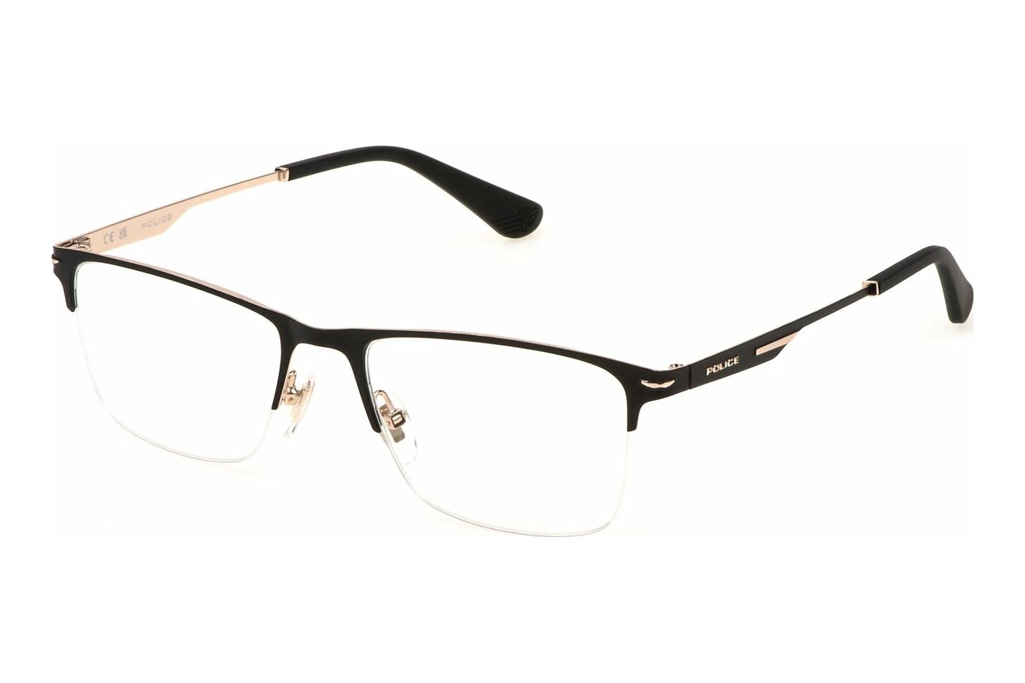 Police VPLN18 0531 black eyeglasses 56mm front view