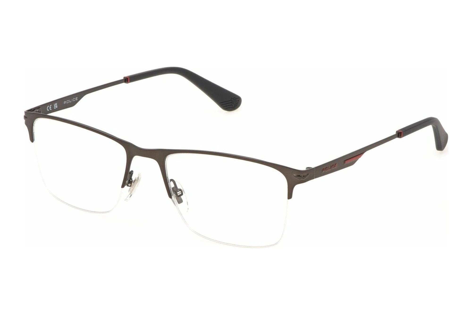 Police VPLN18 0584 matte black eyeglasses 56mm front view