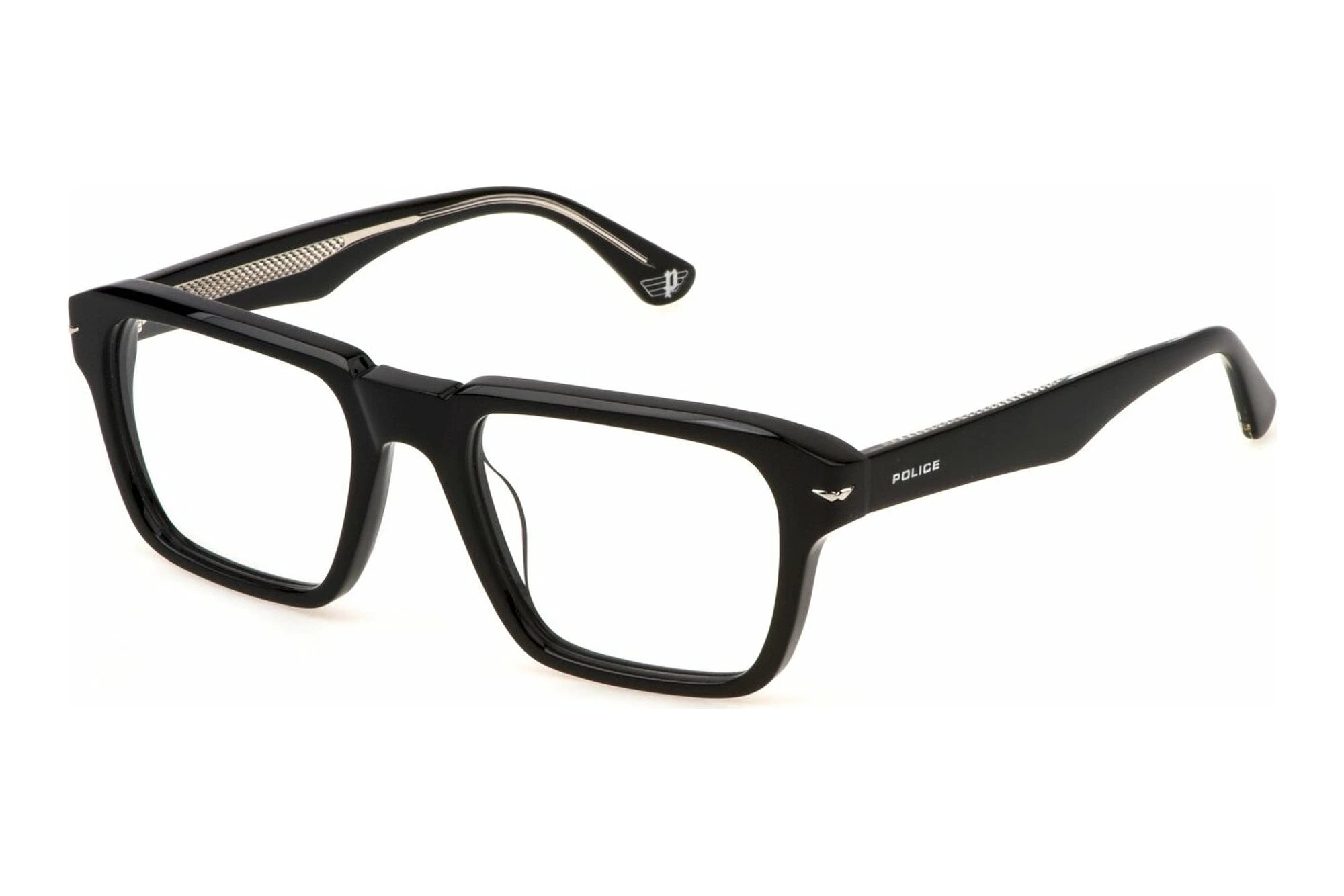 Police VPLN20 0700 shiny black eyeglasses 51mm front view