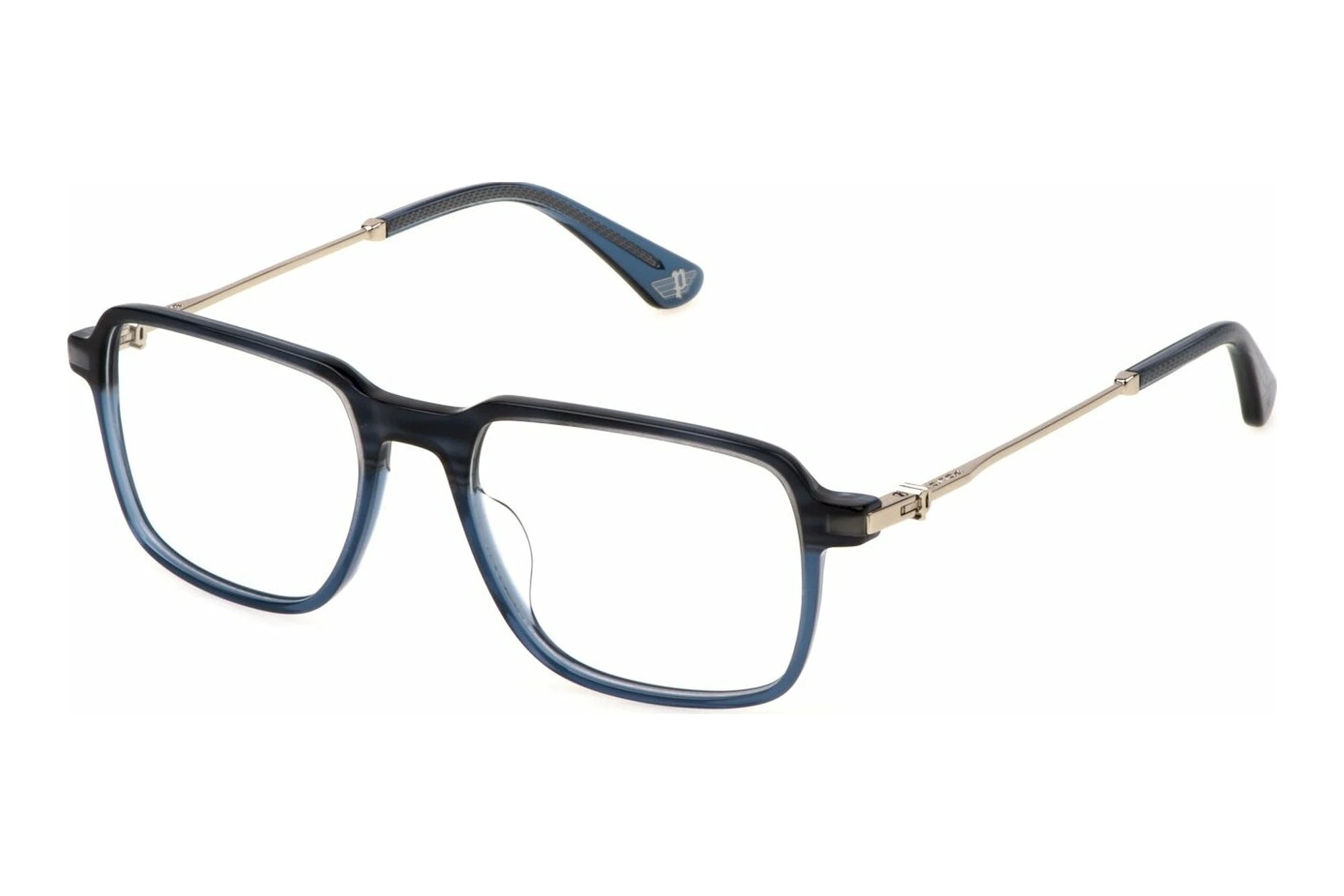 Police Force 5 VPLN24 06DG striped blue eyeglasses 53mm front view