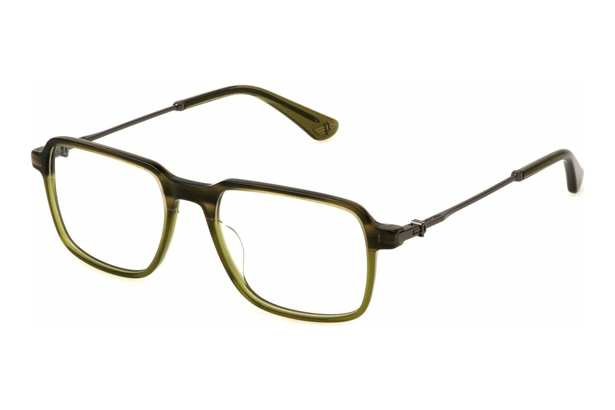 Police Force 5 VPLN24 09R2 striped green eyeglasses 53mm front view