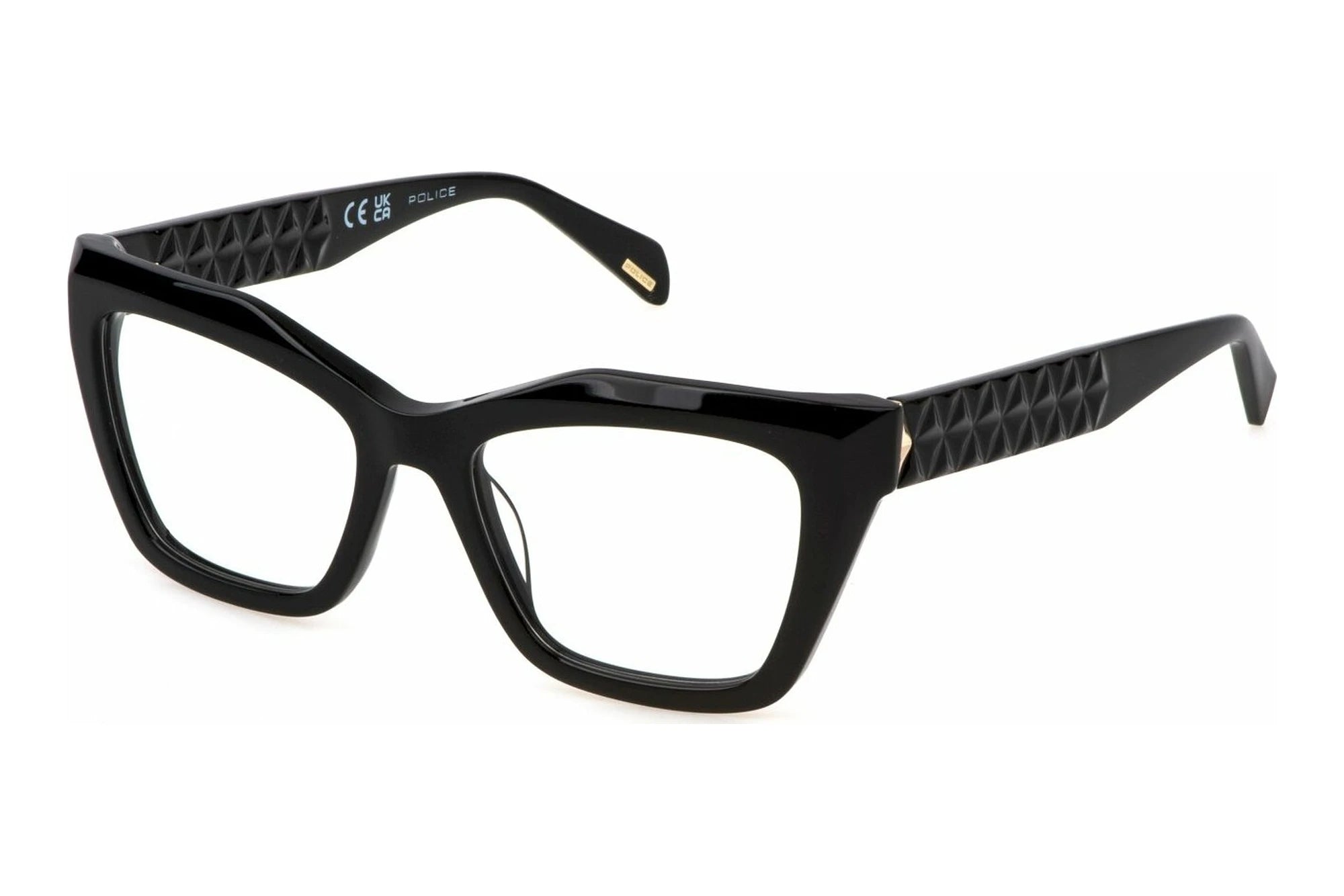Police VPLN57 0700 shiny black eyeglasses 52mm front view