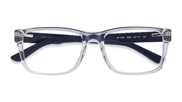 Armani Exchange AX3016 8033 shiny crystal eyeglasses 53mm angled view