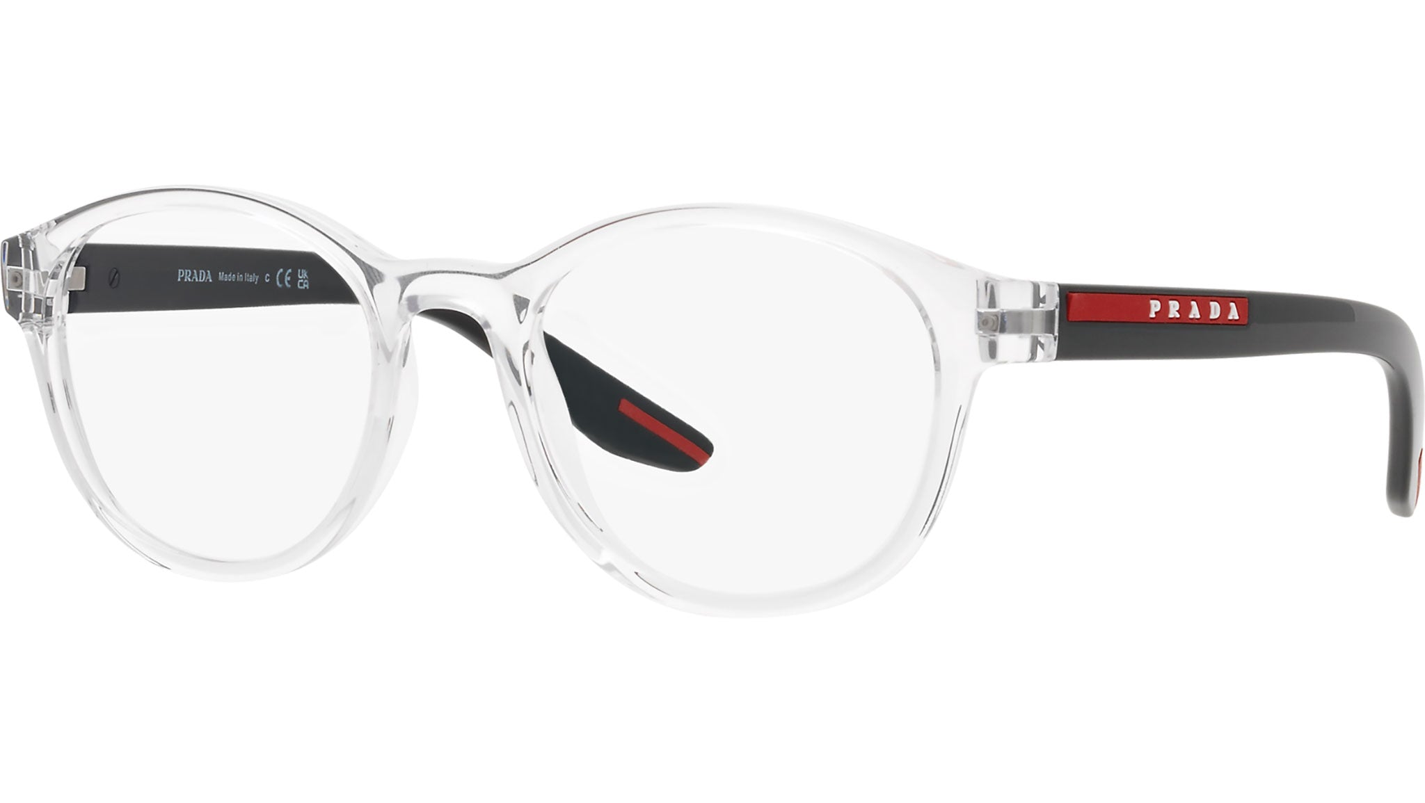 Prada Linea Rossa PS 07PV 2AZ1O1 crystal eyeglasses 53mm angled view