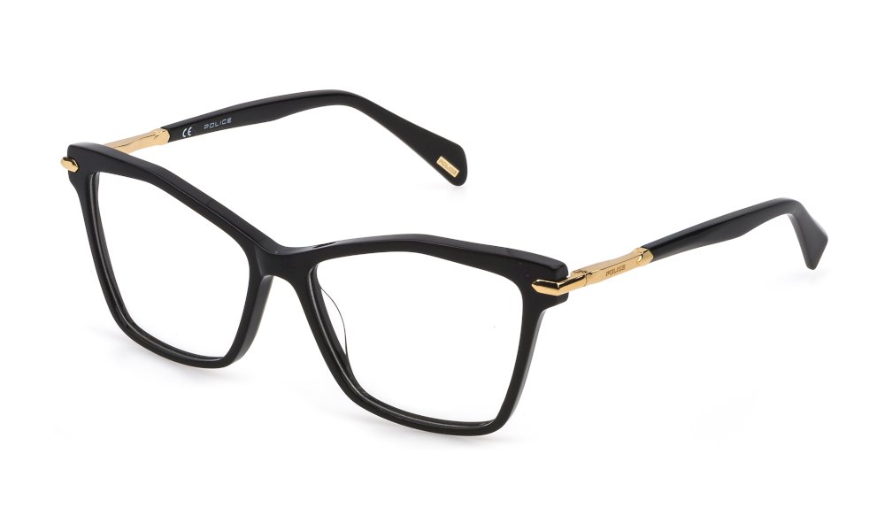 Police VPLD21 0700 shiny black eyeglasses 55mm front view