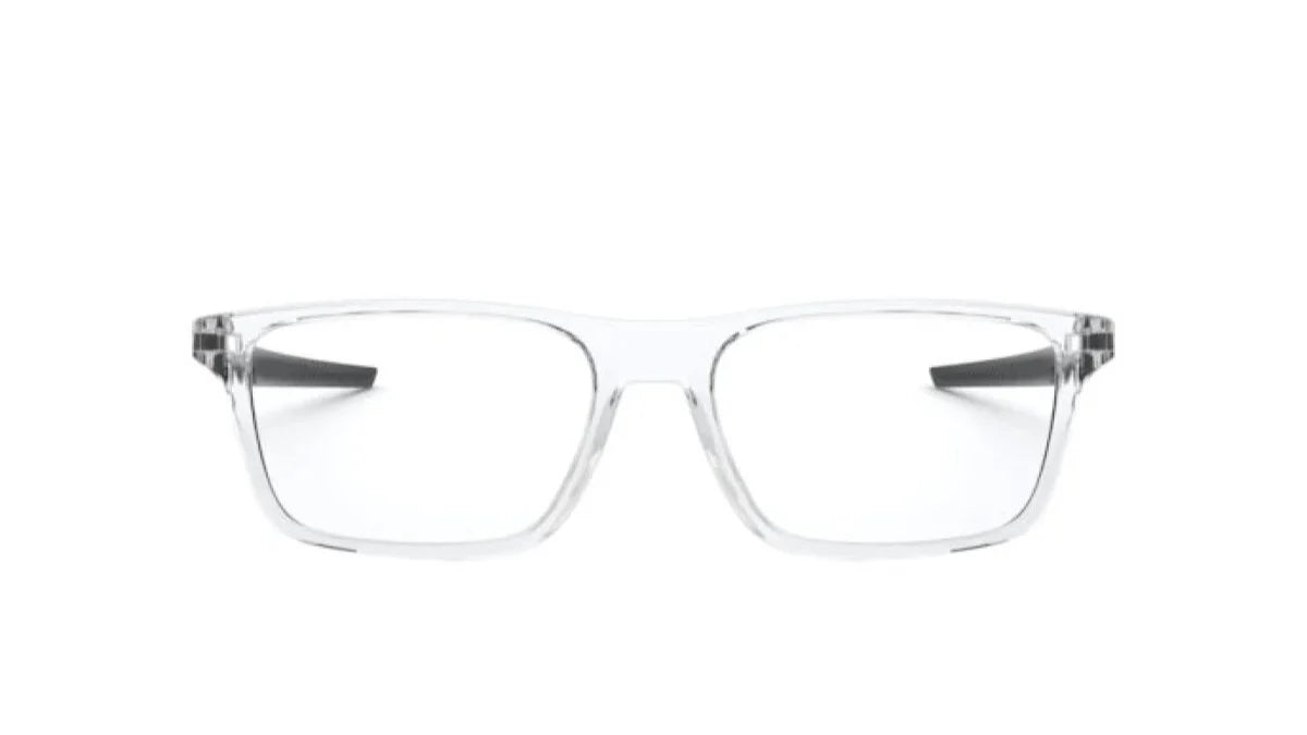 Oakley OX8164 02 polished clear eyeglasses 53mm angled view