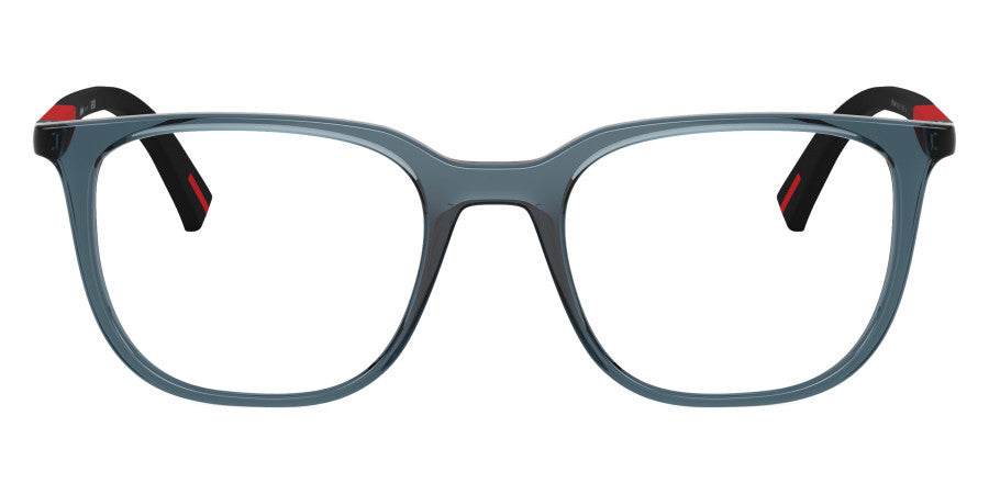 Prada Linea Rossa PS04RV CZH1O1 transparent blue eyeglasses 48mm angled view