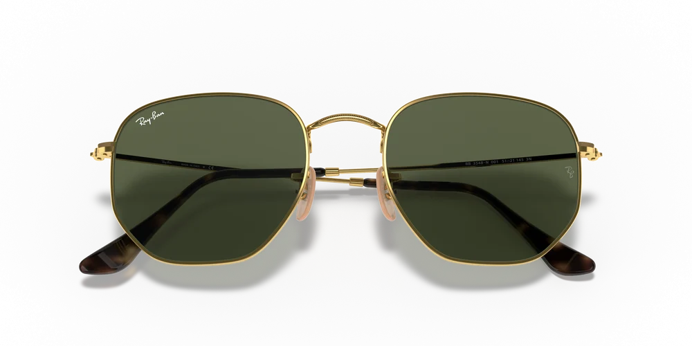 Ray-Ban Hexagonal RB3548 001/3F – Gold Sunglasses (54mm)